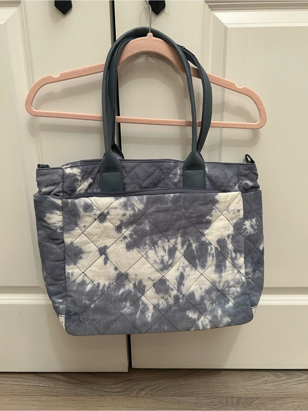 Sol and Selene Quilted Tie-Dye Tote Bag in Slate Blue and White Anthropologie